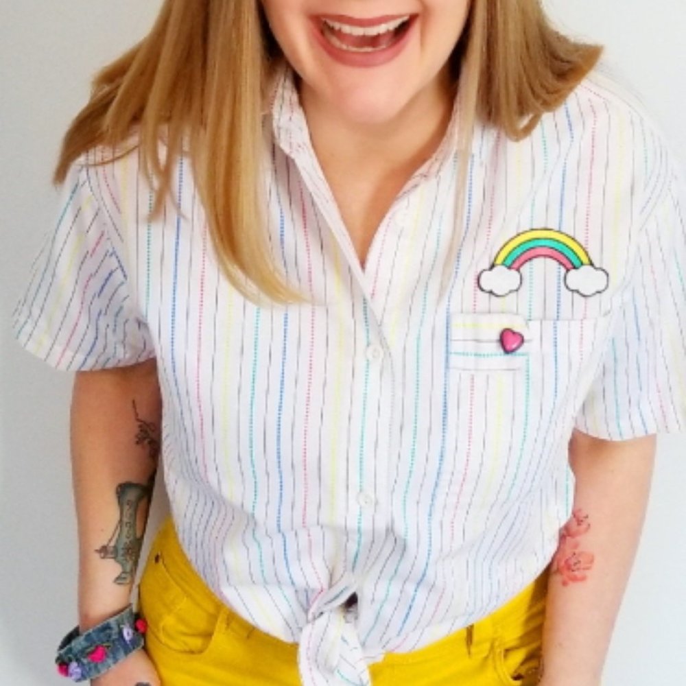 Refashioned Rainbow Blouse (M/L)